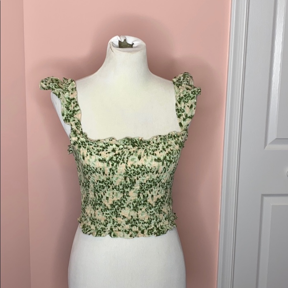 Happy X Nature Green Flower Crop Top